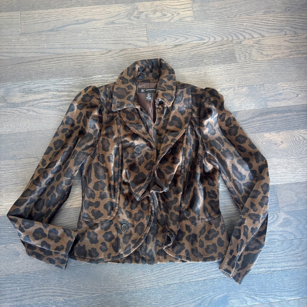 INC International Concepts Animal Print Teddy Jacket